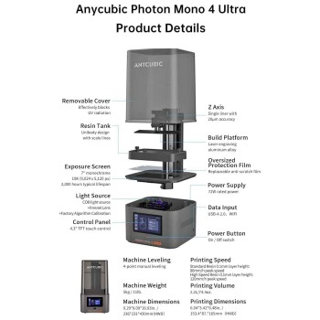 پرینتر سه بعدی انیکیوبیک مدل Photon Mono 4 Ultra به همراه رزین استاندارد