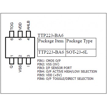 آی سی سنسور خازنی تاچ TTP223-BA6 بسته 10 عددی