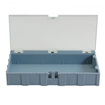 باکس پلاستیکی درب دار مناسب برای نگه داری قطعات الکترونیکی دارای ابعاد 22mmX63mmX125mm