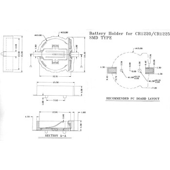 جا باتری سکه ای SMD مدل CR1220 - بسته 2 عددی