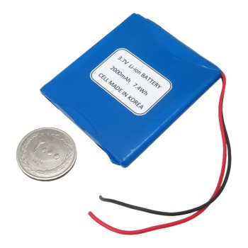 باتری لیتیوم یون کوچک 3.7V 2000mAh دارای برد محافظ