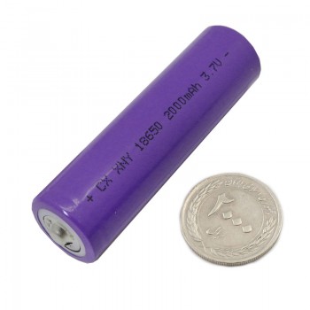 باتری لیتیوم یون نوک دار 2000mAh 3.7V سایز 18650