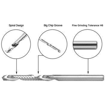 تیغ شیارزن مارپیچ تک پر 2 میلی متر کارگیر 22 مناسب چوب و پلکسی