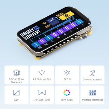 برد توسعه ESP32 C6 با نمایشگر LCD 1.47 اینچ و چراغ‌ RGB