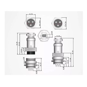 کانکتور نظامی فلزی 5 پین مدل GX-16 با روکش نیکل 5 آمپر 125 ولت