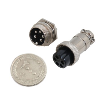 کانکتور نظامی فلزی 5 پین مدل GX-16 با روکش نیکل 5 آمپر 125 ولت