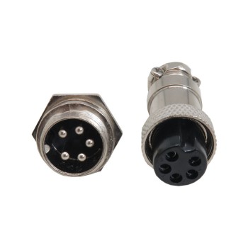 کانکتور نظامی فلزی 5 پین مدل GX-16 با روکش نیکل 5 آمپر 125 ولت