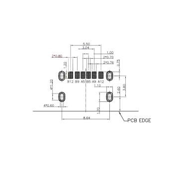 کانکتور USB مادگی Type C شش پین SMD - بسته 4 عددی