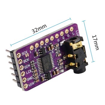 ماژول مبدل دیجیتال به آنالوگ استریو PCM5102 با ارتباط I2S