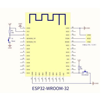 ماژول دوهسته ای ESP32-WROOM-32E 4MB دارای بلوتوث و وایفای