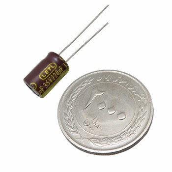 بسته 10 تایی خازن الکترولیتی 220 میکرو فاراد 35 ولت 220µF 35V Capacitor