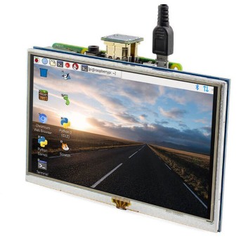 نمایشگر رزبری پای لمسی فول کالر 5 اینچ با رابط HDMI