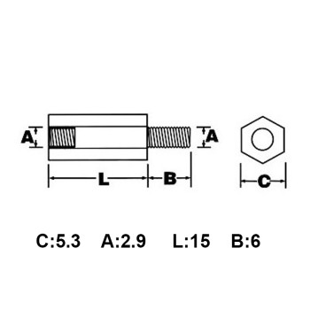 اسپیسر پلاستیکی M3 نری مادگی 15mmبسته 10 عددی