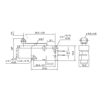 میکرو سوئیچ اهرم دار V-156-1C25