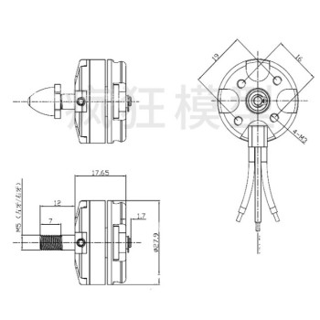 موتور براشلس MT2204 KV2300 مناسب برای مینی کوادکوپتر ( راست گرد )رزوه راستگرد