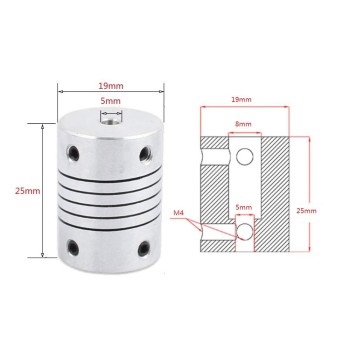 کوپلینگ انعطاف پذیر 8x5 میلی متری ویژه پرینتر های سه بعدی و دستگاه CNC