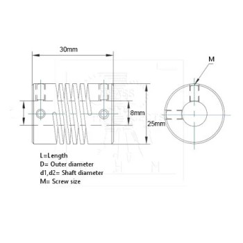 کوپلینگ  انعطاف پذیر 8mmX8mm  ویژه پرینترهای سه بعدی