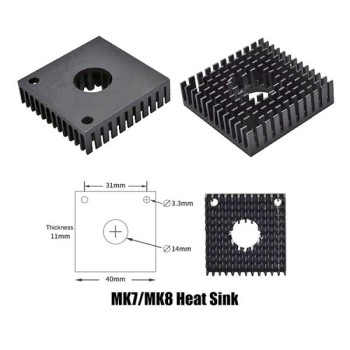 هیت سینک اکسترودر پرینتر سه بعدی 40x40 میلی متر MK7 MK8 هیت سینک اکسترودر پرینتر سه بعدی 40x40 میلی متر MK7 MK8
