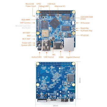 برد چهار هسته ای توسعه NanoPi M1 Plus با وایفای و بلوتوث داخلی و رم 1 گیگ