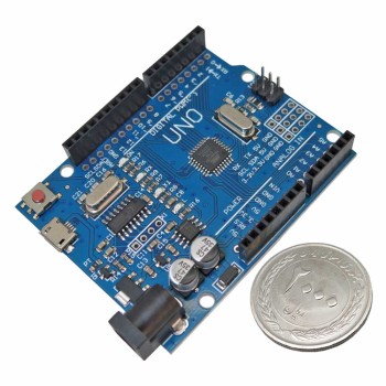 برد آردوینو Uno دارای پردازنده مرکزی ATmega328 و چیپ مبدل CH340G