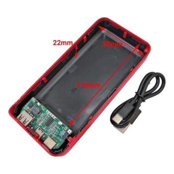 کیت پاور بانک دارای دو خروجی 2A USB دارای ورودی لایتنینگ/ میکرو USB/تایپ C