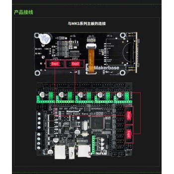 نمایشگر کنترلر پرینتر سه بعدی MKS-MINI12864 همراه کابل