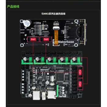 نمایشگر کنترلر پرینتر سه بعدی MKS-MINI12864 همراه کابل