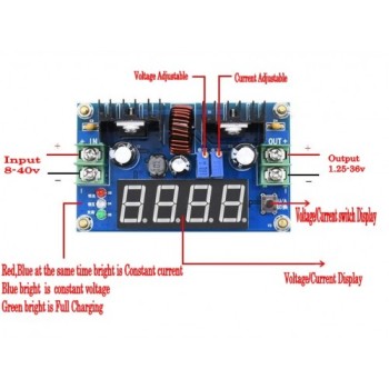 ماژول رگولاتور DC به DC کاهنده XL4016 با قابلیت نمایش و تنظیم ولتاژ و جریان خروجی ماژول رگولاتور DC به DC کاهنده XL4016 با قابلیت نمایش و تنظیم ولتاژ و جریان خروجی