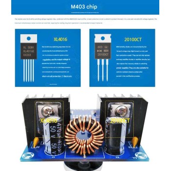 ماژول کاهنده XH-M403 با نمایشگر ولتاژ و جریان قابل تنظیم ماژول کاهنده XH-M403 با نمایشگر ولتاژ و جریان قابل تنظیم