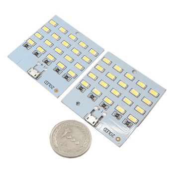 ماژول LED بیست تایی با تغذیه micro usb بسته 2 عددی