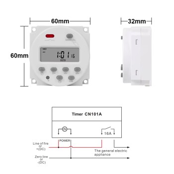 تایمر سوئیچ دیجیتال قابل برنامه ریزی CN101A مدل 5v 12v 220v