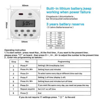 تایمر سوئیچ دیجیتال قابل برنامه ریزی CN101A مدل 5v 12v 220v