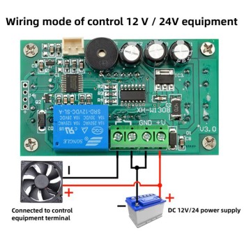 ترموستات دیجیتال XH-W1308 با نمایشگر دما و کنترل رله و هشدار