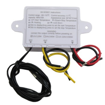 ترموستات دیجیتال XH-W3001 با نمایشگر و کلید کنترل 12 ولت