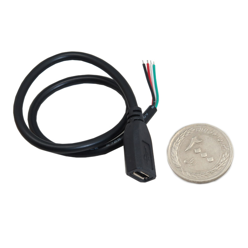 کابل پاور و دیتا 30 سانتی متری دارای سوکت مادگی میکرو USB