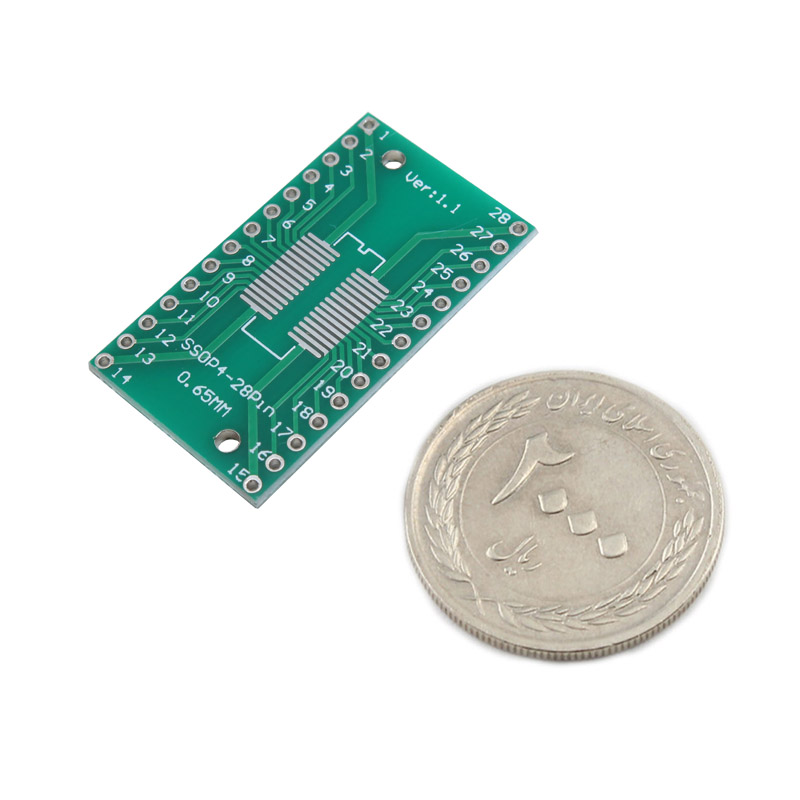 برد دو لایه تبدیل SMD به DIP ویژه آی سی های SOP/SSOP/TSSOP/SOIC28/SOL28
