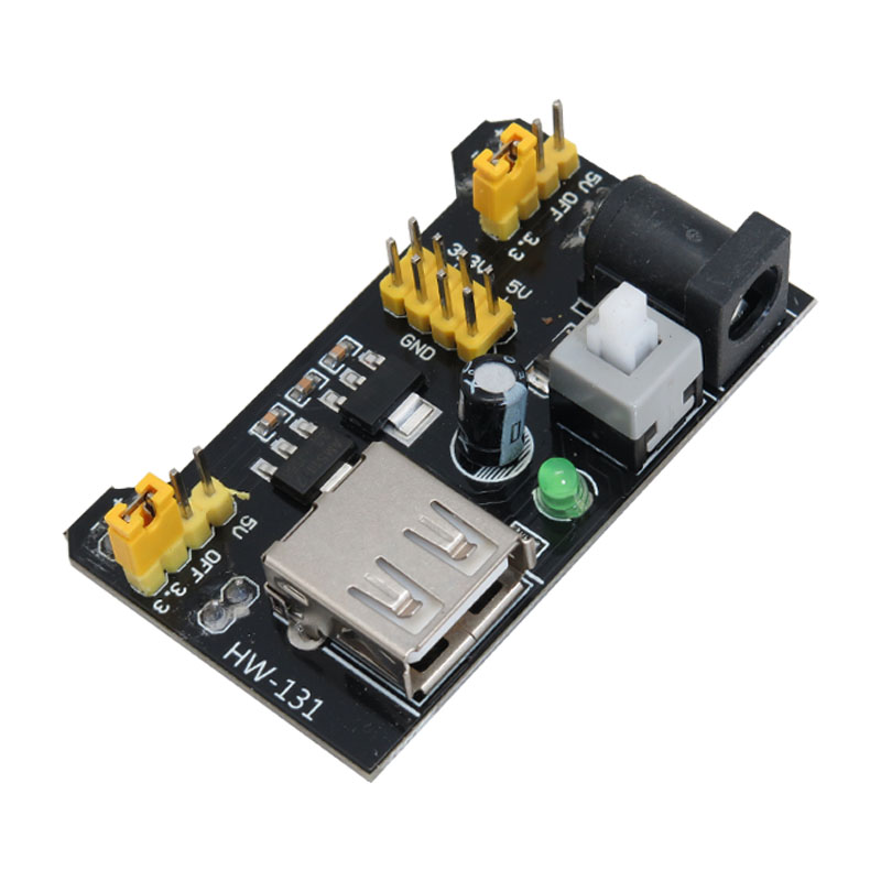 ماژول منبع تغذیه بردبوردی AMS1117 دارای ورودی جک آداپتوری / USB 