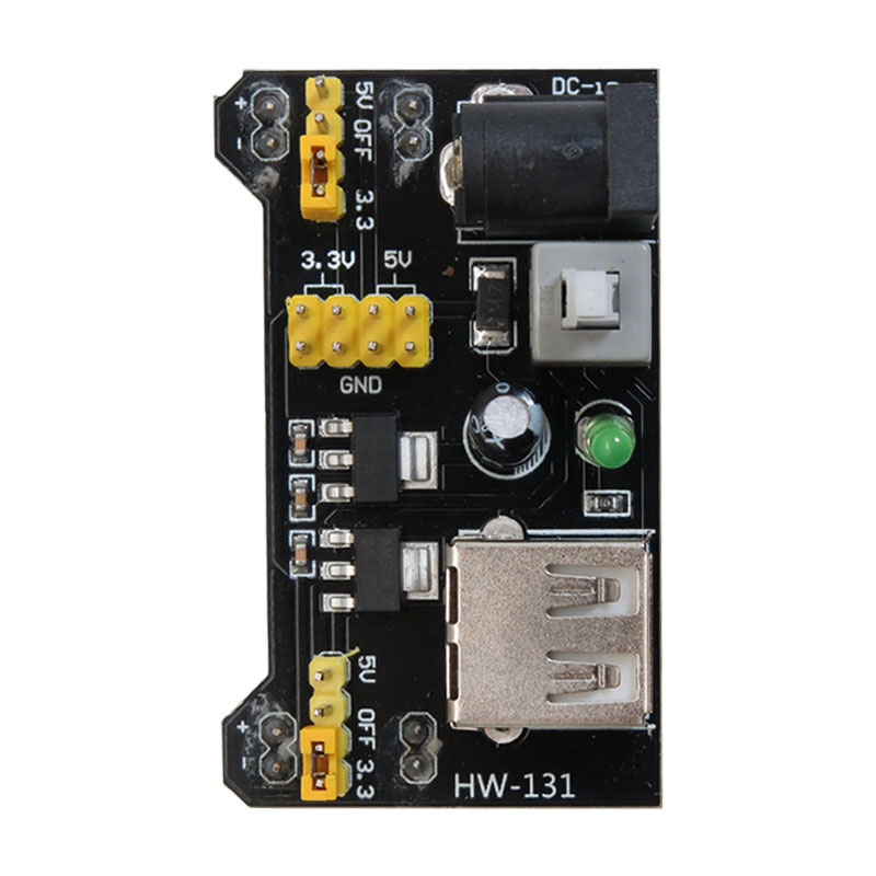 ماژول منبع تغذیه بردبوردی AMS1117 دارای ورودی جک آداپتوری / USB 
