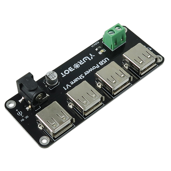 ماژول منبع تغذیه 5 ولت دارای ورودی جک آداپتوری / ترمینال و 4 خروجی USB