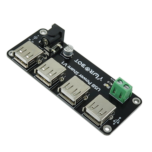ماژول منبع تغذیه 5 ولت دارای ورودی جک آداپتوری / ترمینال و 4 خروجی USB