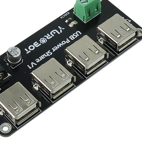 ماژول منبع تغذیه 5 ولت دارای ورودی جک آداپتوری / ترمینال و 4 خروجی USB
