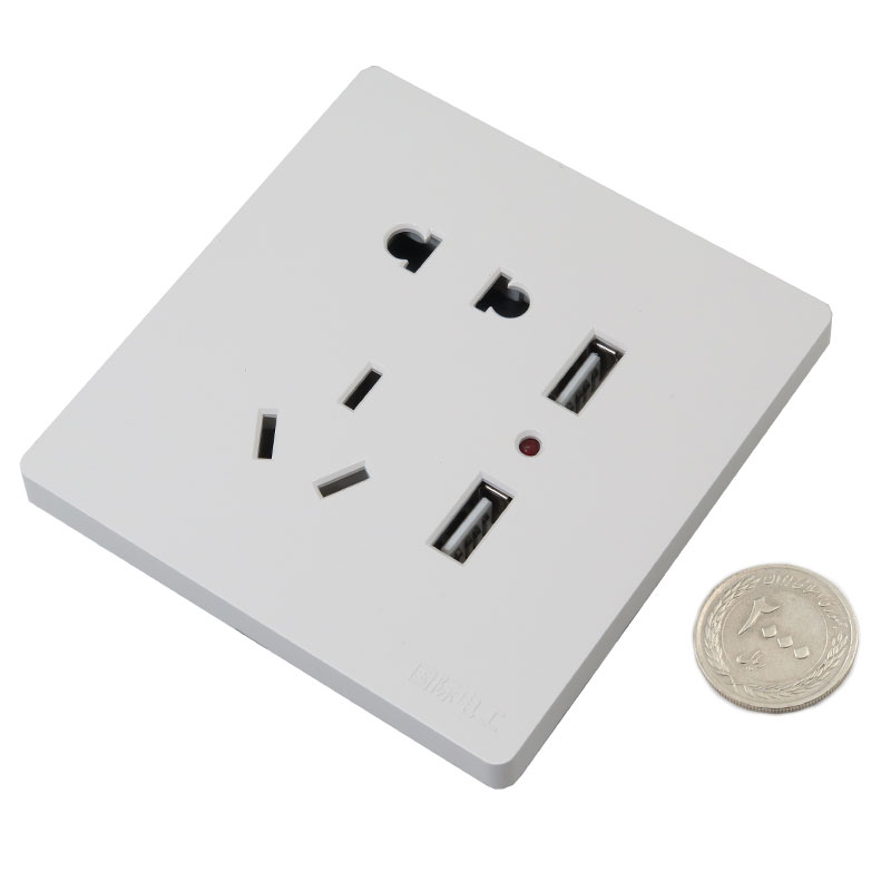 پریز برق با پورت شارژ USB توکار دیواری