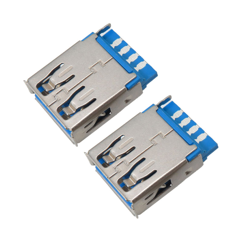 کانکتور مادگی USB3.0 آبی بدون گیره کناری بسته دو عددی