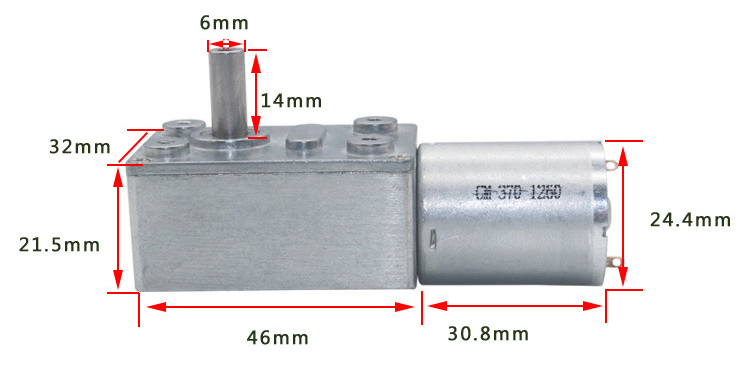 موتور DC گیربکس دار 12 ولتی 90rpm