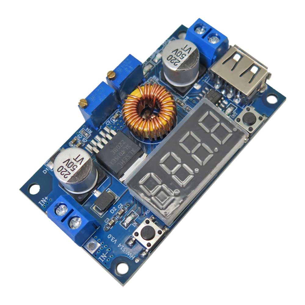 ماژول DC-DC کاهنده 1.25 تا 32 ولت 5 آمپر با نمایشگر و USB