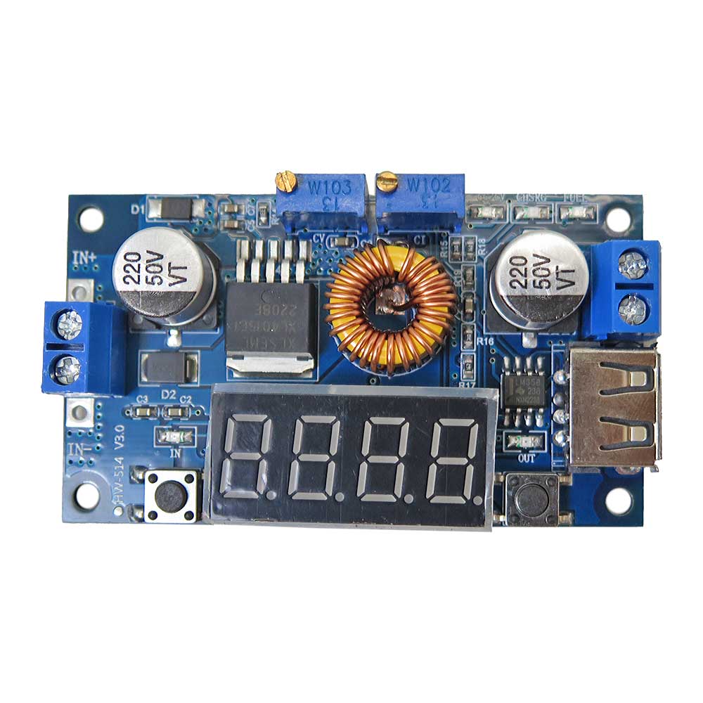 ماژول DC-DC کاهنده 1.25 تا 32 ولت 5 آمپر با نمایشگر و USB