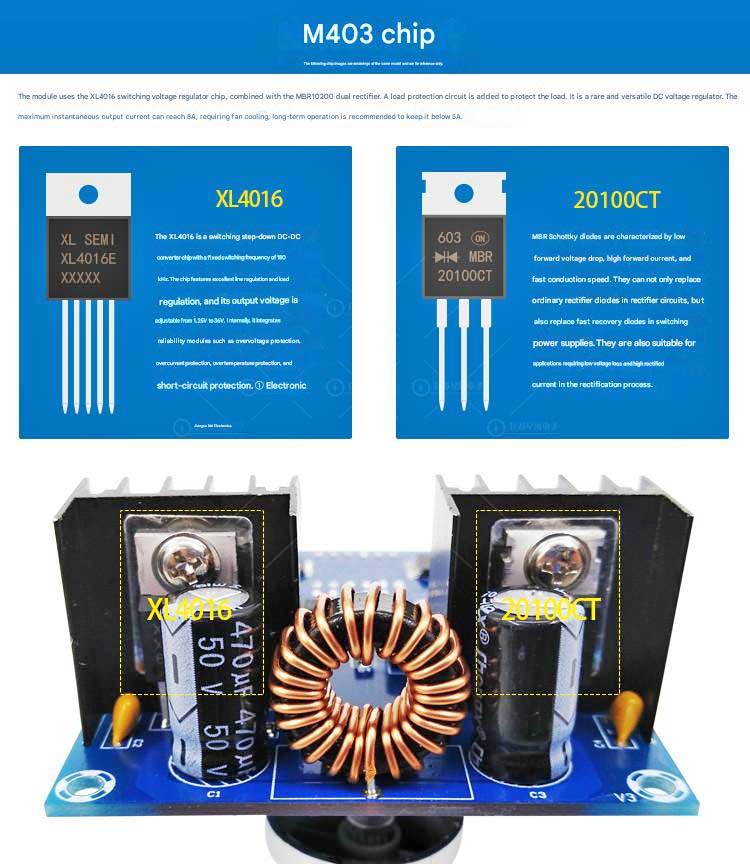 ماژول کاهنده XH-M403 با نمایشگر ولتاژ و جریان قابل تنظیم